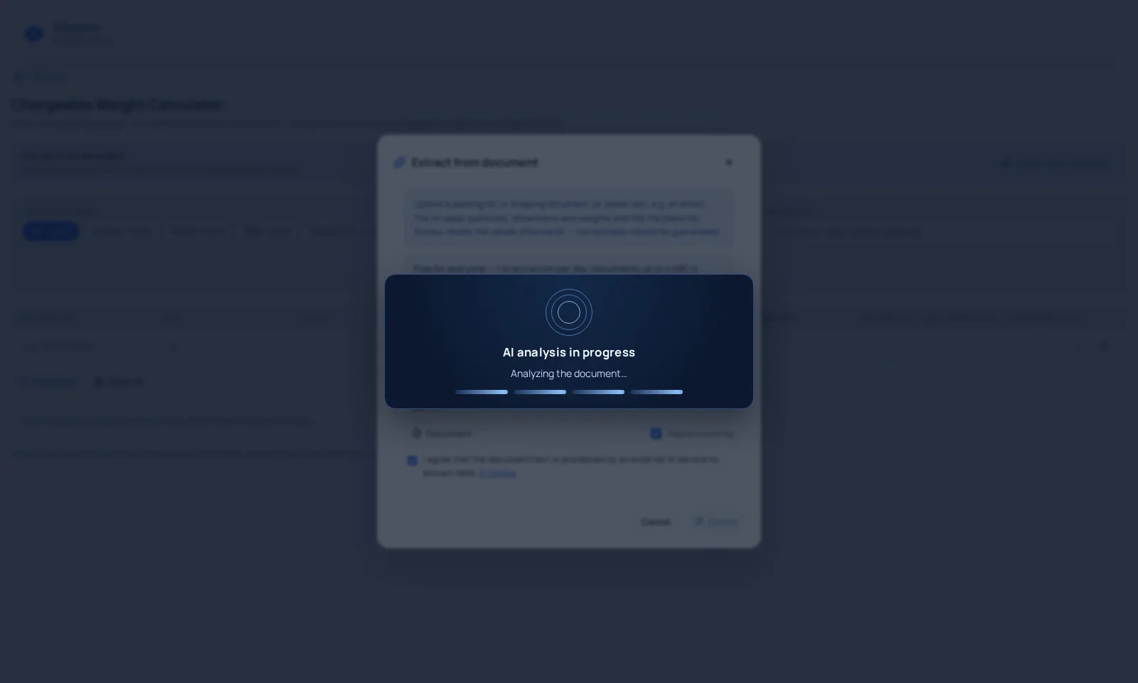 KI-Analyse-Overlay während der Verarbeitung des Dokuments
